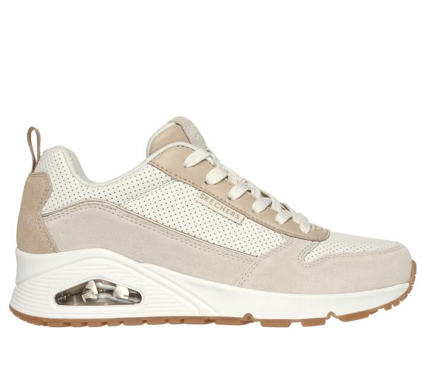 Skechers Dames Sneakers Uno Two Much Fun Beige